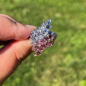 Marquise Tanzanite and Pink Tourmaline Ring